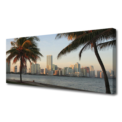 Foto op canvas Tropische palm city sea