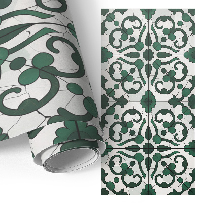 Meubel wrap folie met groene ornamenten