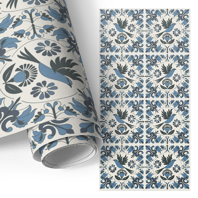 Meubelfolie met print van blauwe vogels