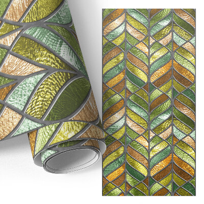 Meubel wrap folie met een motief van gebrandschilderde bladeren