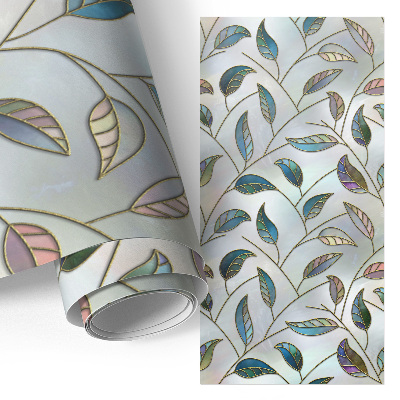 Meubel wrap folie met gebrandschilderde bladeren als print