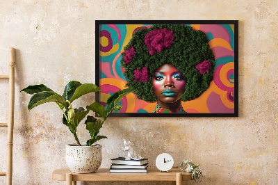 Schilderij van mos Vrouw met afro
