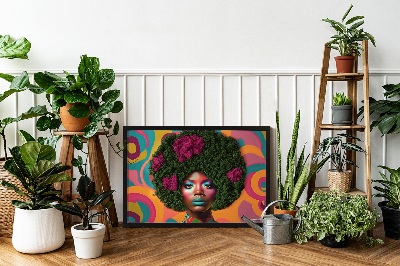 Schilderij van mos Vrouw met afro