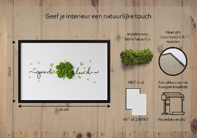 Schilderij mos De inscriptie Good Luck klaver