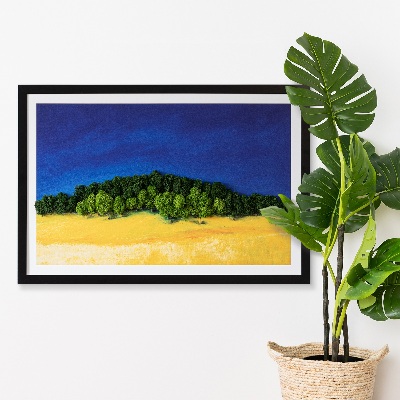 Mos schilderij Blauwgeel landschap