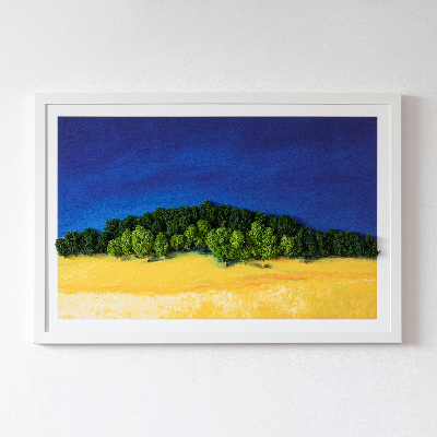 Mos schilderij Blauwgeel landschap