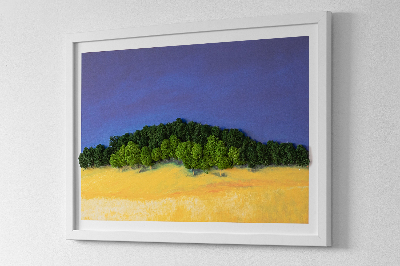 Mos schilderij Blauwgeel landschap