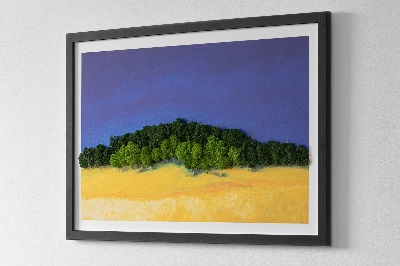 Mos schilderij Blauwgeel landschap