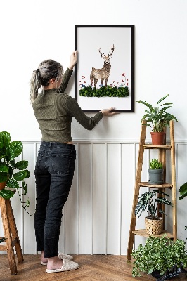 Levend mos schilderij Herten onder bloemen