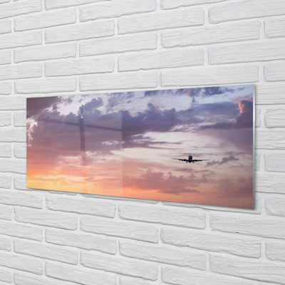 Schilderij op glas Wolken sky airplane lights