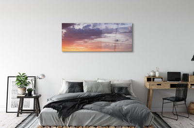 Schilderij op glas Wolken sky airplane lights