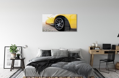 Schilderij op glas Geel auto
