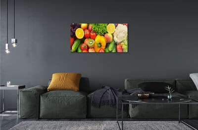Schilderij op glas Kiwi komkommer bloemkool