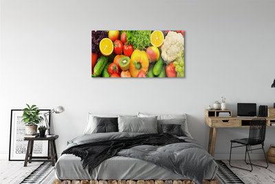 Schilderij op glas Kiwi komkommer bloemkool