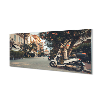 Schilderij op glas Motorfietsen palm city zomer