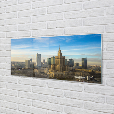 Foto op glas Warschau-panorama van wolkenkrabbers