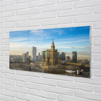 Foto op glas Warschau-panorama van wolkenkrabbers