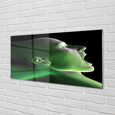 Foto schilderij op glas Hoofd van een man met een groen licht