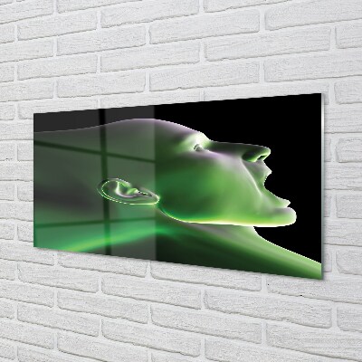 Foto schilderij op glas Hoofd van een man met een groen licht