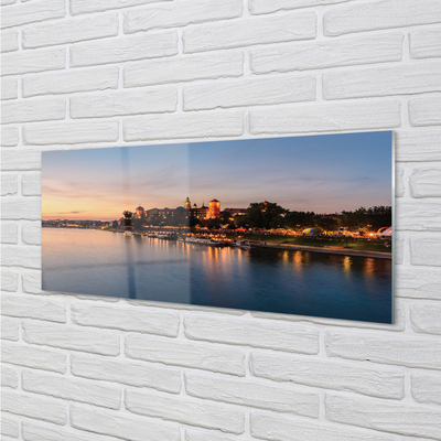Foto op glas Krakau sunset river castle