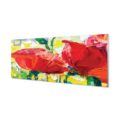 Schilderij op glas Rode bloemen
