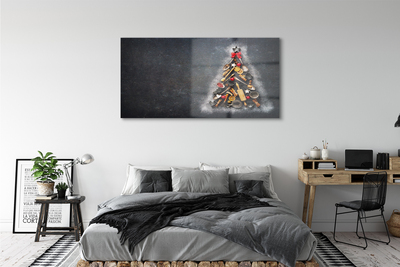 Glas schilderij Kerstboom decoraties