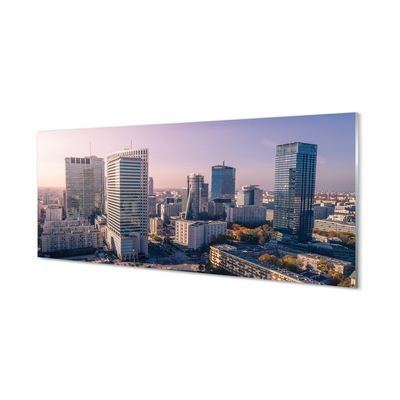 Foto op glas Warschau wolkenkrabbers panorama