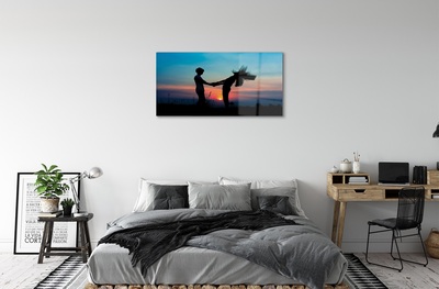 Foto schilderij op glas Mensen zonsonderganghemel