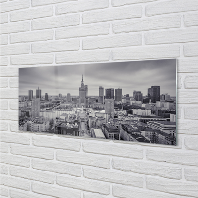 Foto op glas Warschau wolkenkrabbers panorama