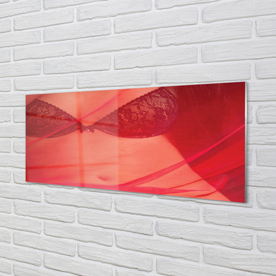 Schilderij op glas Een vrouw onder een rode tule