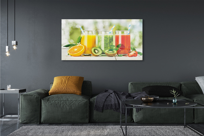 Glas schilderij Cocktails aardbei kiwi
