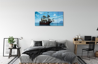 Schilderij op glas Scheepshemel wolken zee