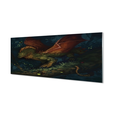 Foto schilderij op glas Groene draak in het bos