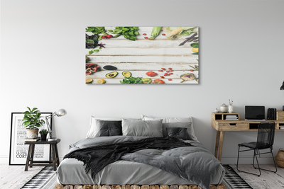 Schilderij op glas Avocado maïs spinazie