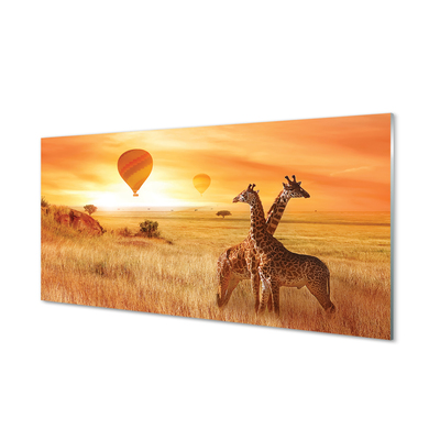 Schilderij op glas Ballonnen sky giraffen