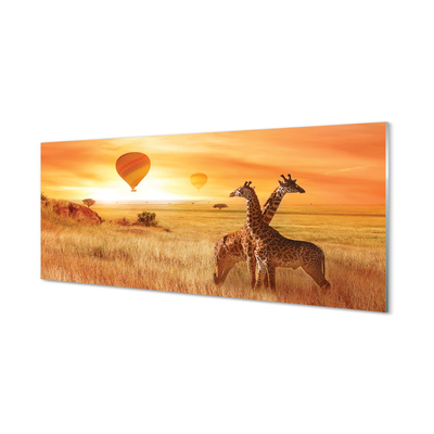 Schilderij op glas Ballonnen sky giraffen