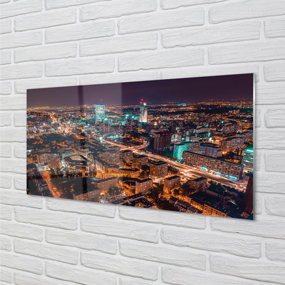 Foto op glas Warschau city night panorama