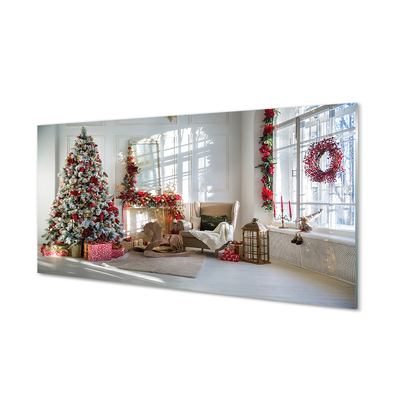 Glas schilderij Kerstboom geschenken decoraties