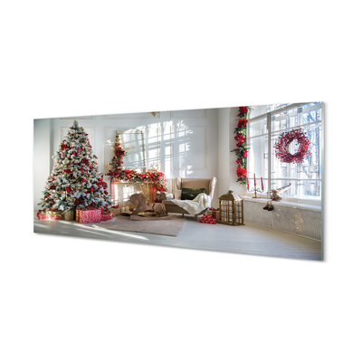 Glas schilderij Kerstboom geschenken decoraties