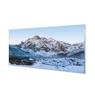 Glas schilderij Bergen. Winter sneeuwmeer