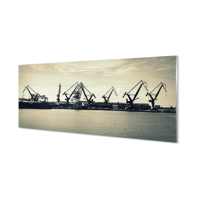 Foto op glas Gdańsk shipyard cranes river