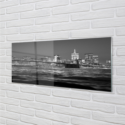 Foto op glas Brug rivier panorama