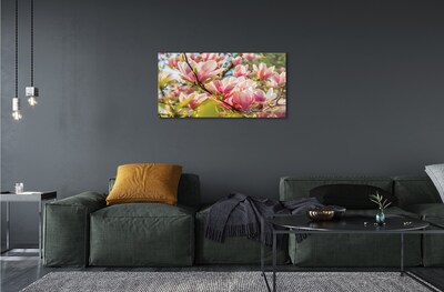 Glas schilderij Roze magnolia