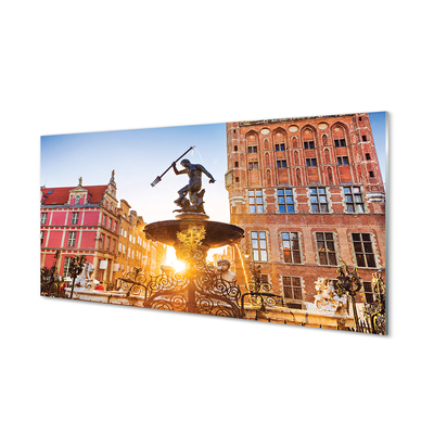 Foto op glas Gdańsk monument fontein