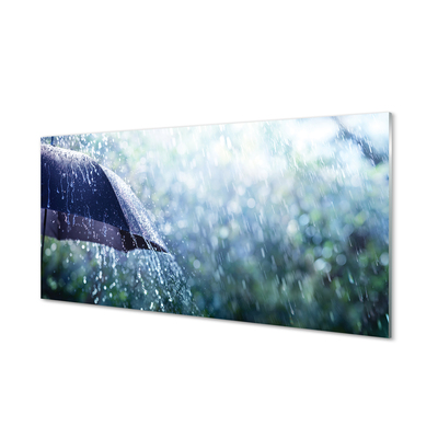 Foto in glas Druppels paraplu. Regen