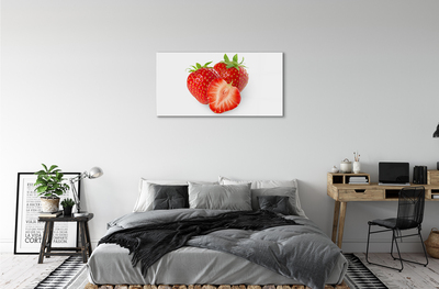Schilderij op glas Aardbeien op een witte achtergrond