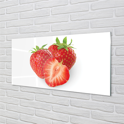 Schilderij op glas Aardbeien op een witte achtergrond
