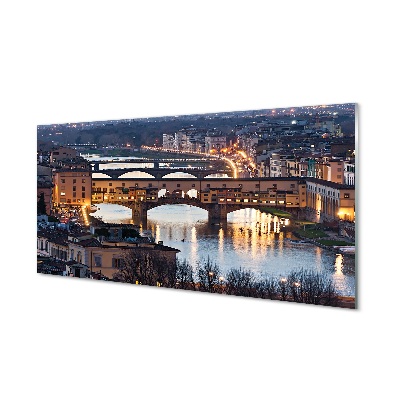 Foto op glas Italië bruggen nacht rivier