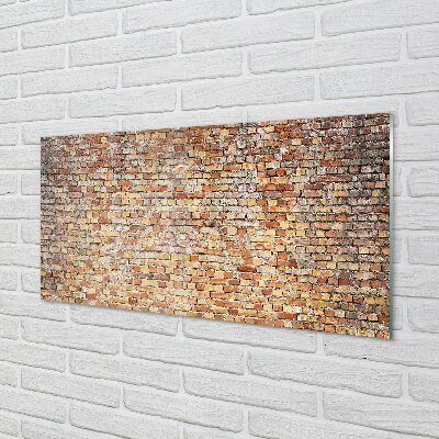 Glas schilderij Stenen muur baksteen