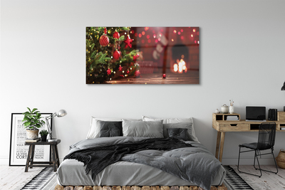 Glas schilderij Kerstboom snuisterijen geschenken